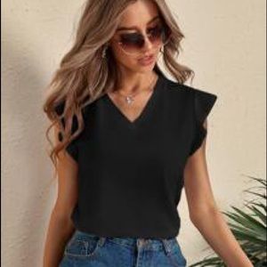 NWT Ruffle Cuff Solid Blouse